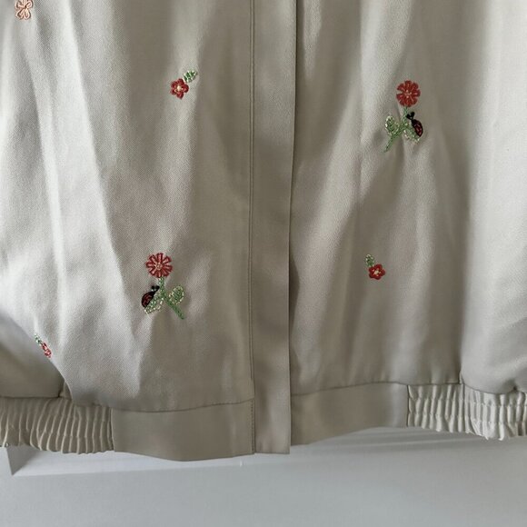 Vintage Alfred Dunner Tan Flower Embroidered Windbreaker Zip Jacket Plus Size 16 - Picture 7 of 16